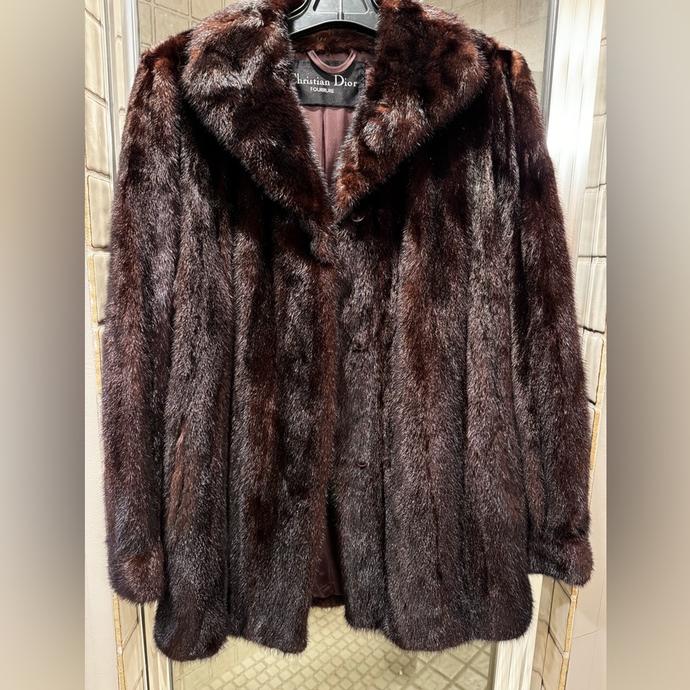 Vintage CHRISTIAN DIOR FOURRURE Dark Brown MINK Jacket Size Small